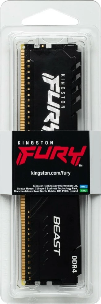 RAM Memorje Kingston FURY Beast DDR4, 8GB, 3200MHz, CL16, e zezë