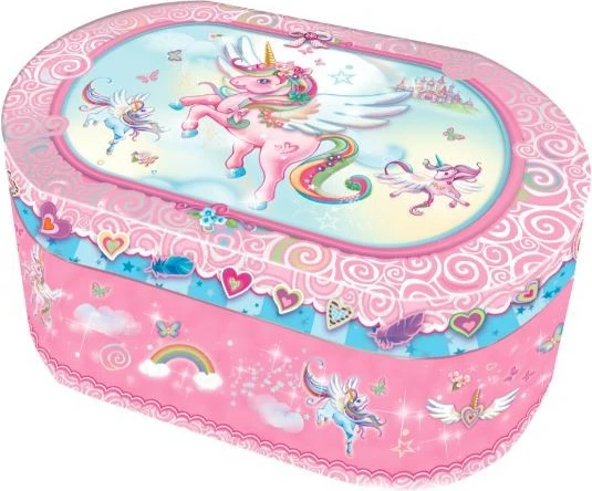 Kuti muzikore Pulio Pecoware Musical Box Oval Unicorn, dekorative, rozë
