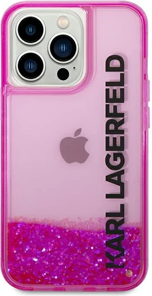 Mbështjellës Karl Lagerfeld KLHCP14LLCKVF për iPhone 14 Pro 6.1", hardcase Liquid Glitter, rozë