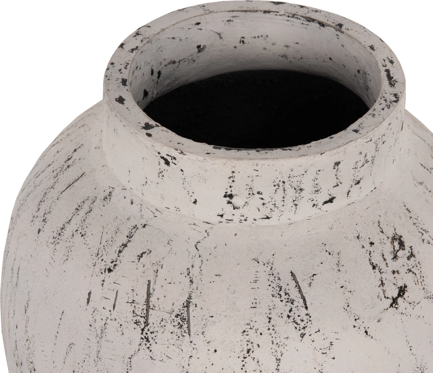 Vazo dekorative për dysheme me bazë pjatë LAUREL FH7938 terrakota në patinë të bardhë Φ40x80Hcm