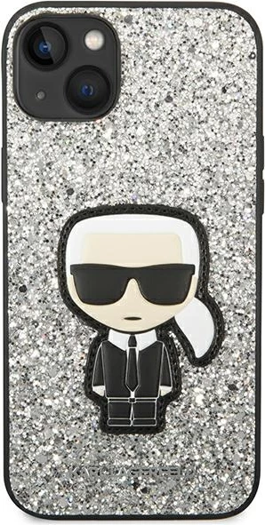 Mbështjellës Karl Lagerfeld KLHCP14MGFKPG për iPhone 14 Plus 6.7", Glitter Flakes Ikonik, argjendtë