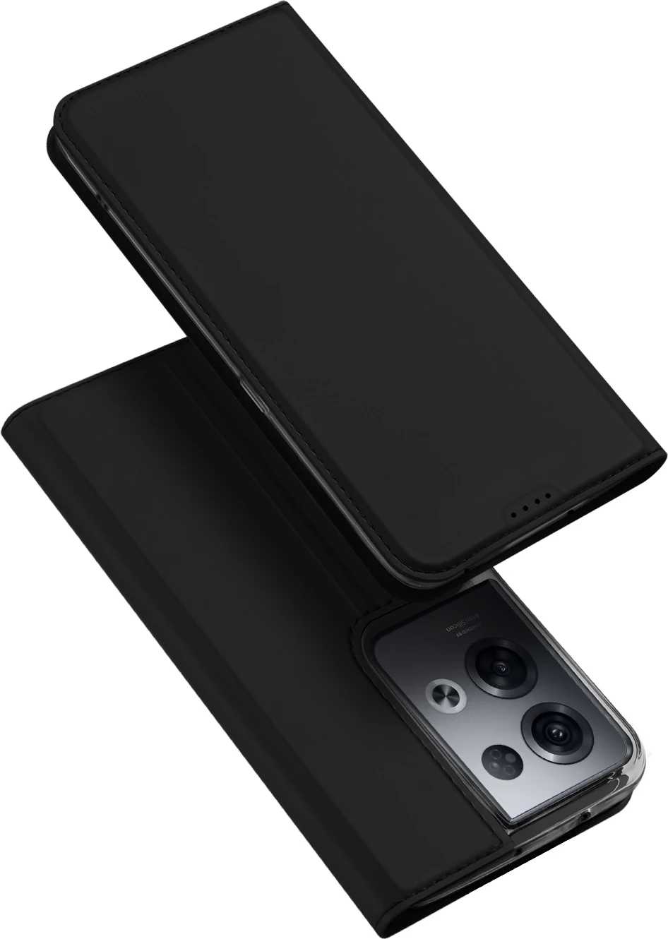 Mbështjellës Dux Ducis Skin Pro për Oppo Reno 8 Pro, me kapak, xhep për kartela, funksion stand, e zezë