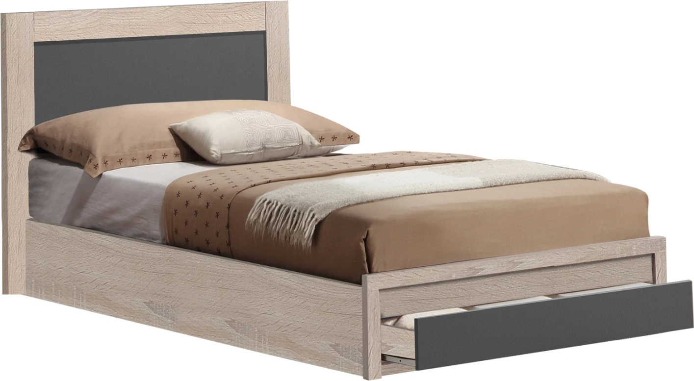 Krevat MELANY FH323.04 me 1 sirtar, ngjyrë sonoma gri, për dyshek 110x190 cm