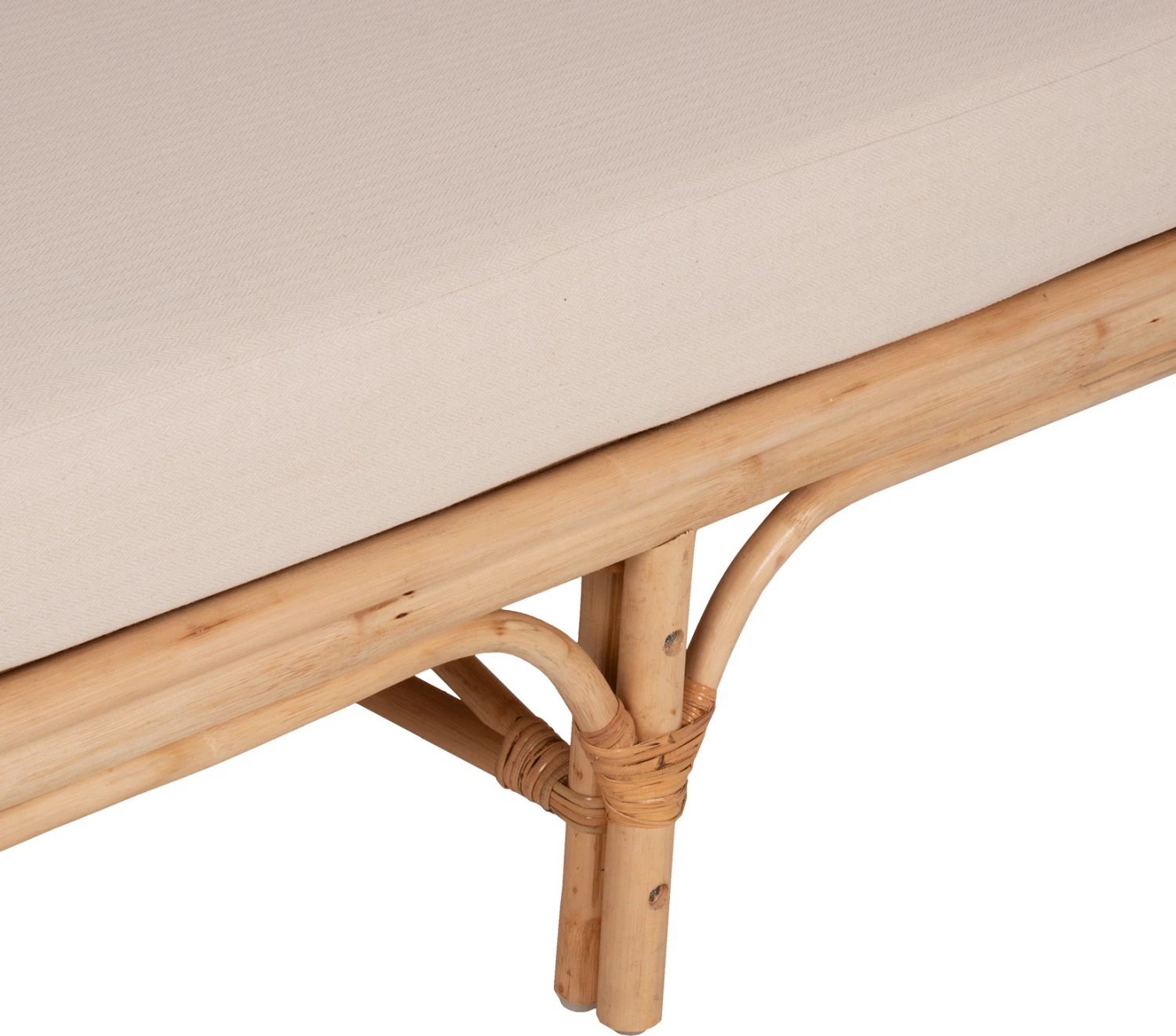 Krevati-divan LIGNANO FH9660 rattan natyral me jastëkë bezhë 200x100x75H cm