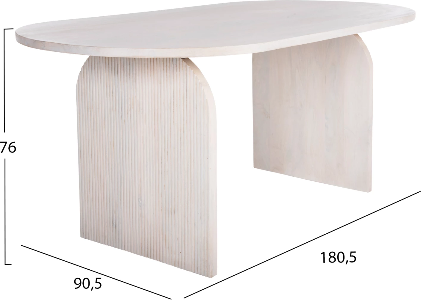 Tavolinë ovale për ngrënie, dru mango, ngjyrë e bardhë, FH9690, 180,5x90,5x76 cm