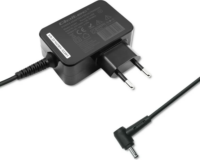 Karikues laptopi Qoltec 52391 për Asus, 45W, 19V, 2.37A, 4.0x1.35 mm, i zi