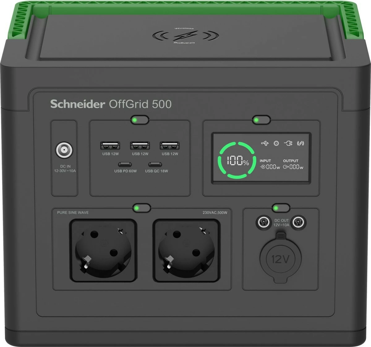 Stacion portativ energjie APC Schneider OffGrid PPS500-GR, 517Wh, 2 Schuko, i zi/gjelbër
