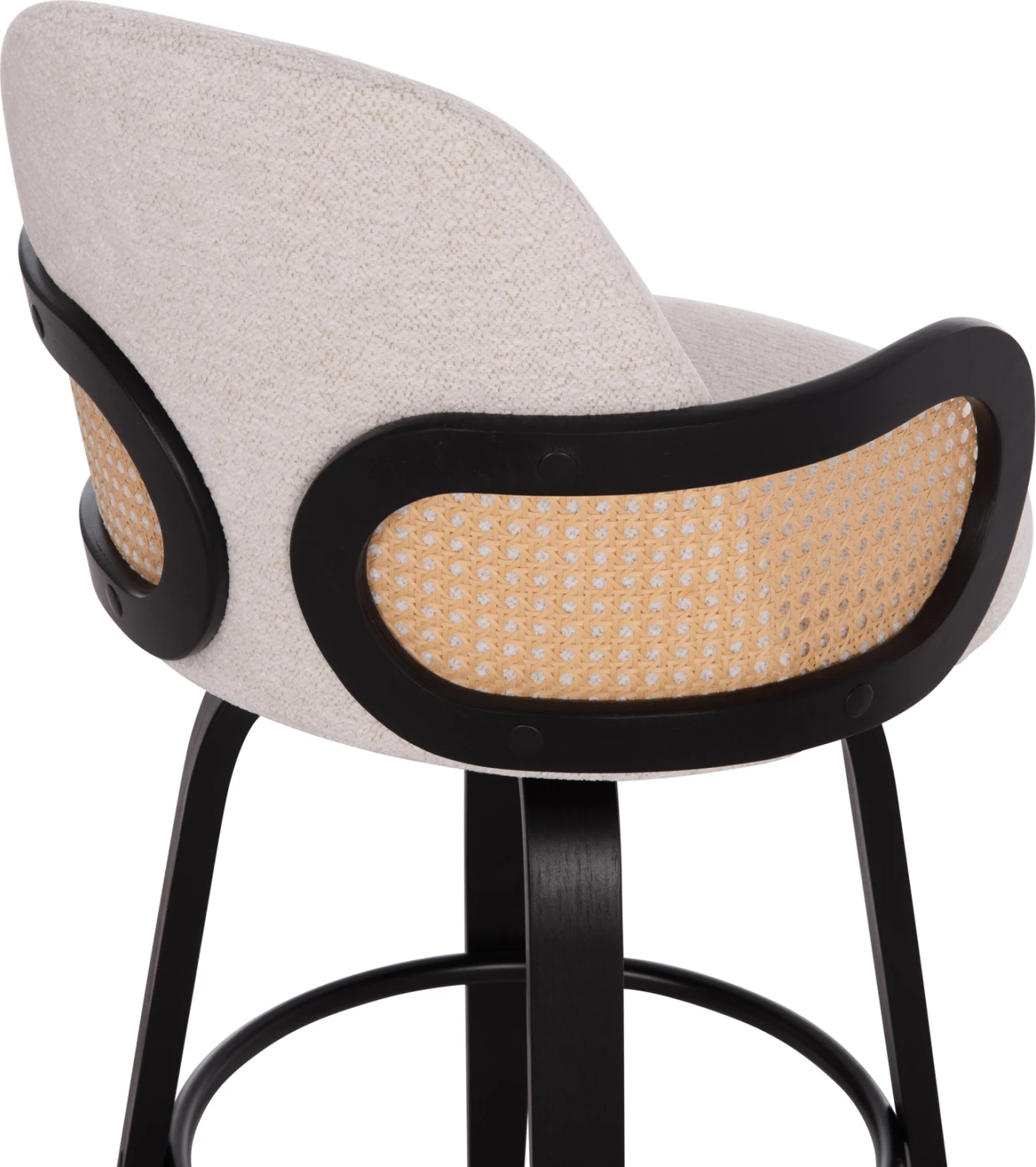 Karrige për bar rrotulluese BECKER, dru i zi, stof ecru, set prej 2 copë, 50x52x100cm