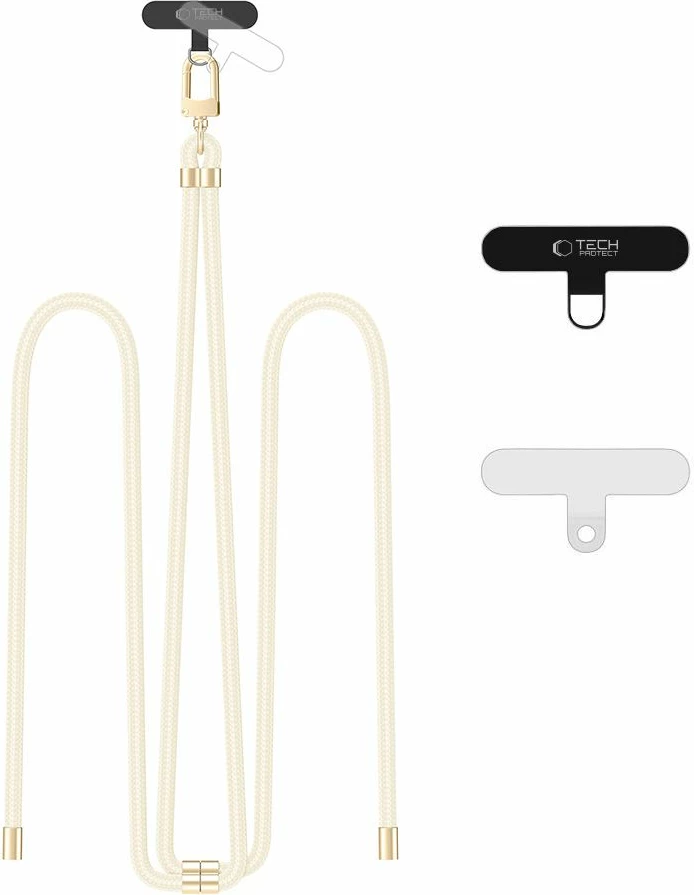 Rrip crossbody për celular Tech-Protect C7S Rope, me adapter, Bezhe