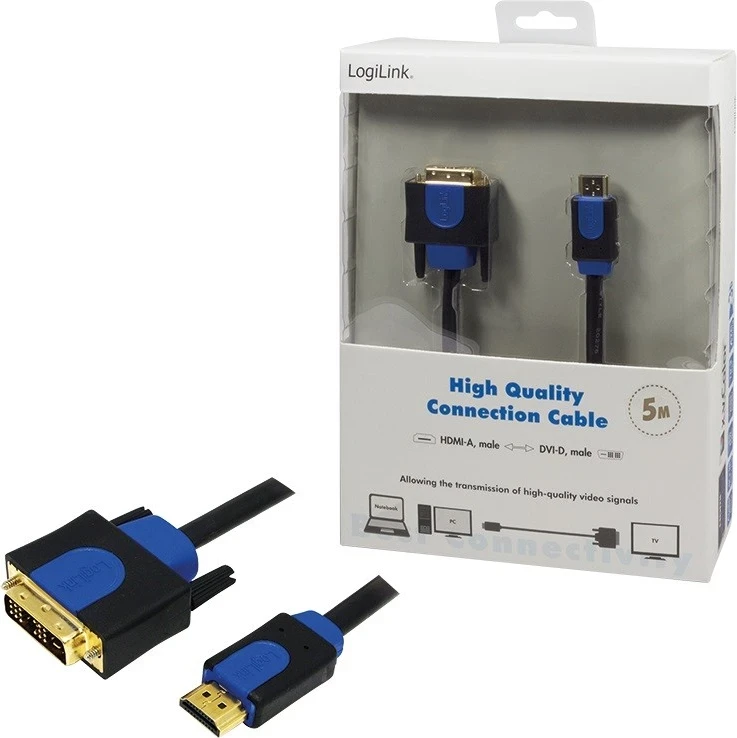 Kabllo LogiLink DVI në HDMI, 5.0m, e zezë