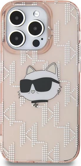 Mbështjellës Karl Lagerfeld IML Choupette Head & Monogram për iPhone 14 Pro Max, rozë
