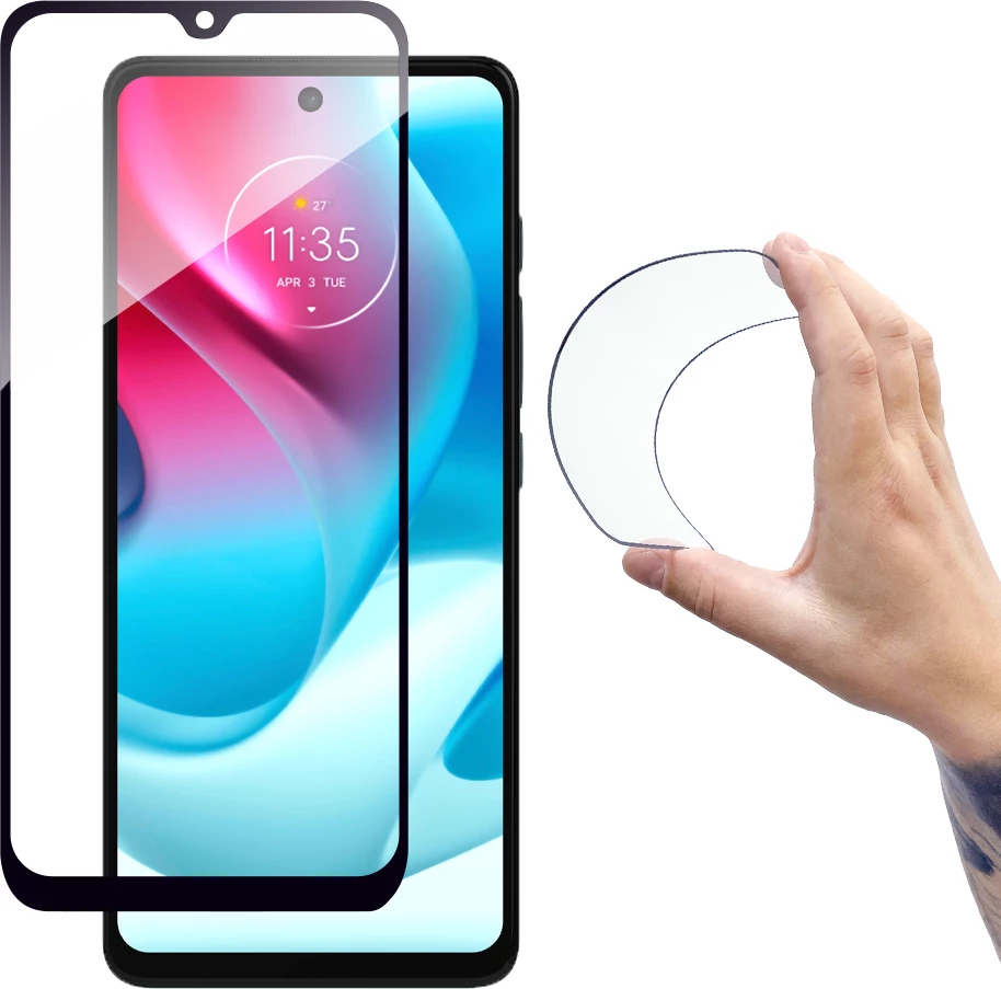 Xham mbrojtës Hurtel Wozinsky Full Cover Flexi Nano Glass për Motorola Moto G60s, i zi