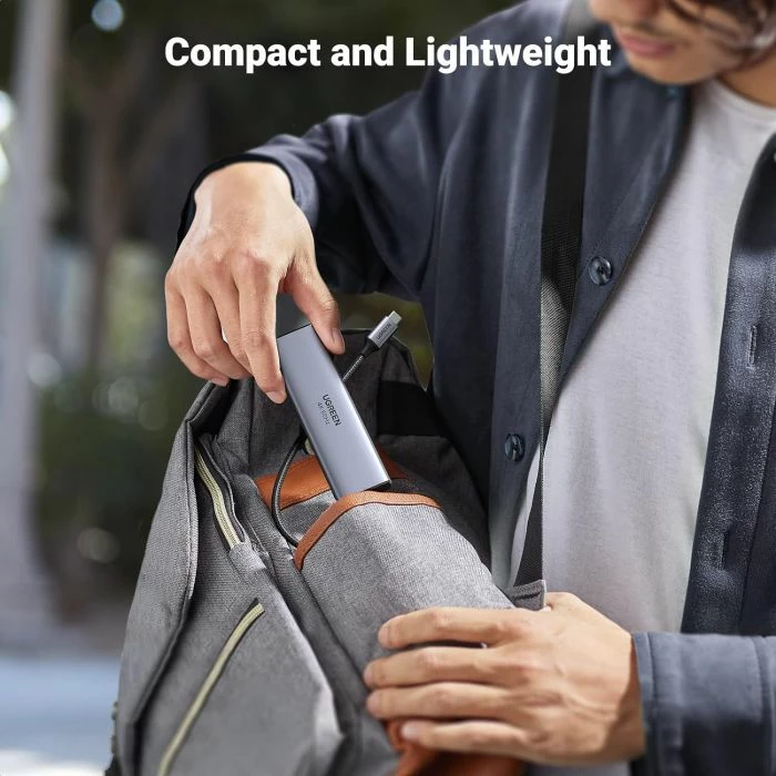 USB-C hub UGREEN 60384, 6-në-1, HDMI 4K@60Hz, PD 100W, 2x USB 3.0, lexues kartelash SD/microSD, gri