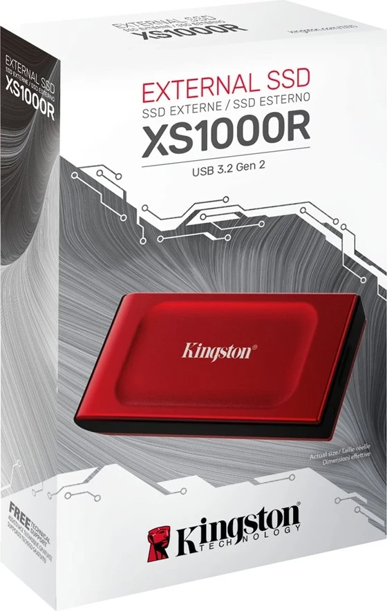 Disk i jashtëm SSD Kingston XS1000, 1TB, USB 3.2 Gen 2, Kuq