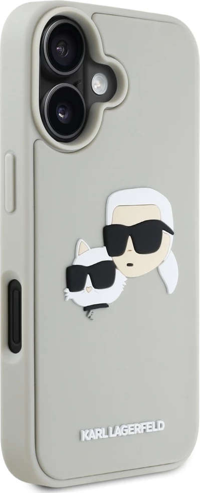 Mbështjellës Karl Lagerfeld HC 3D Rubber Double Heads për iPhone 16, Bezhe