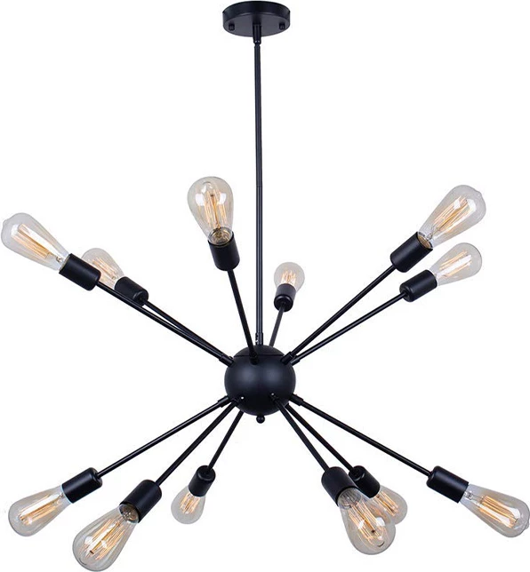 Llambë tavani me shumë drita Ponile, metal i zi, 52x52x100cm