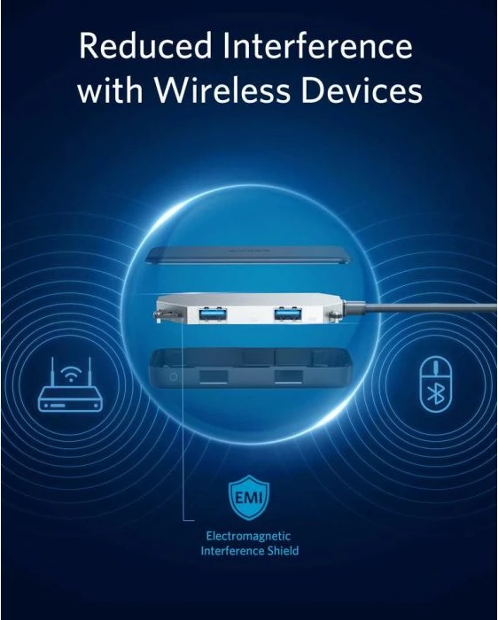 Hub USB-C ANKER A8334HA1 5-në-1 2x USB-A USB 3.0, HDMI 4K, SD/microSD, gri e errët, me këllëf udhëtimi