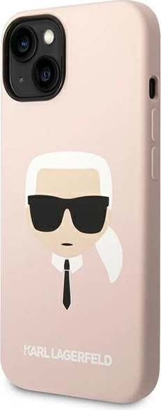 Mbështjellës Karl Lagerfeld KLHMP14MSLKHLP për iPhone 14 Plus 6.7", silikon, rozë e hapur, MagSafe
