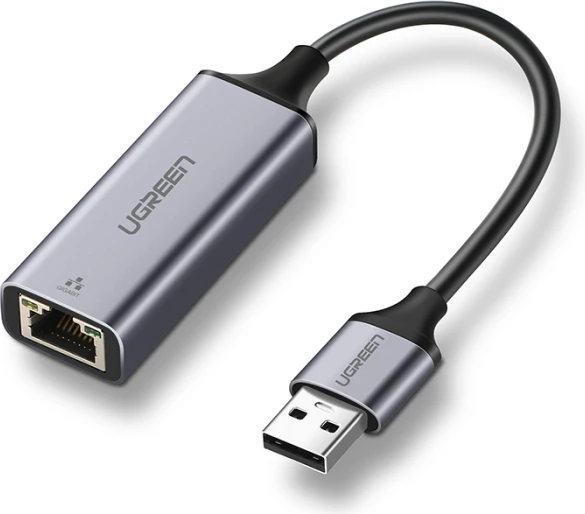 adapter rrjeti USB 3.0 në Gigabit Ethernet UGREEN 50922, Type-A RJ-45, 10/100/1000Mbps, kasë alumini, kabllo 10cm, gri, box