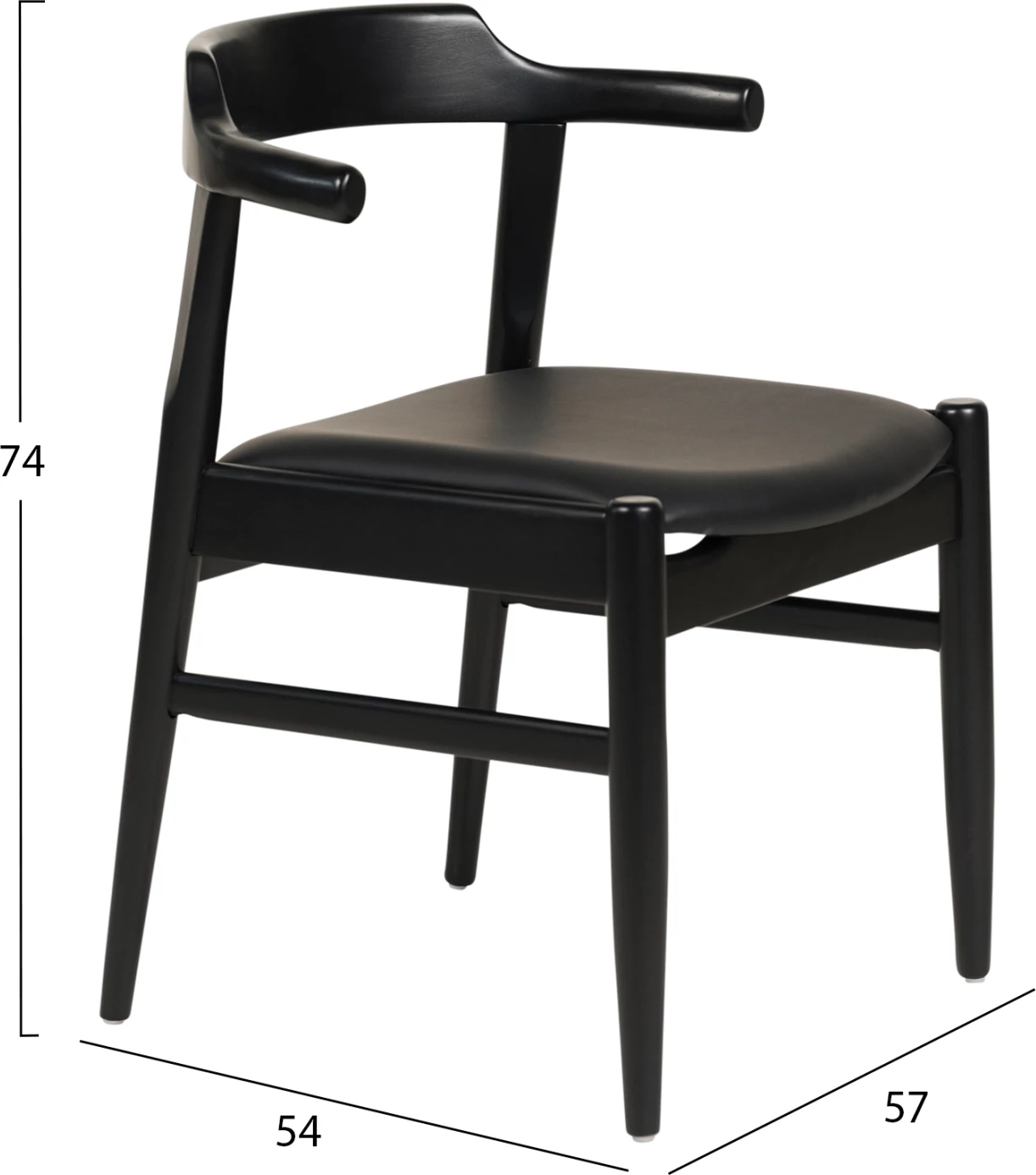 Karrige për ngrënie CERSEI FH9946.02 dru gome & PU ngjyrë e zezë 57x54x74Hcm