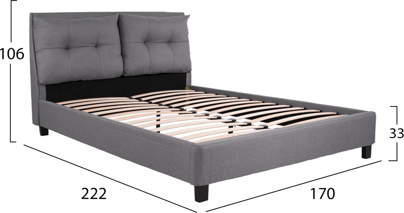 Krevat Billie me pëlhurë ngjyrë gri FH551.05 160x200 cm