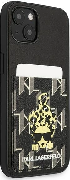 Mbështjellës Karl Lagerfeld Karlimals Cardslot për iPhone 13, e zezë