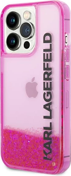 Mbështjellës Karl Lagerfeld KLHCP14LLCKVF për iPhone 14 Pro 6.1", hardcase Liquid Glitter, rozë