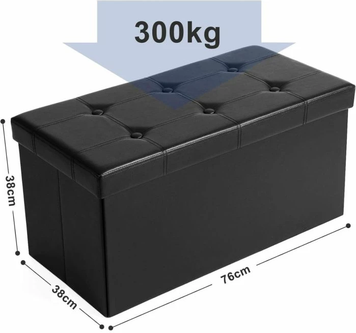 stol i palosshëm me hapësirë ruajtjeje VASAGLE LSF105 80 L 76x38x38 cm, i zi, 1 copë