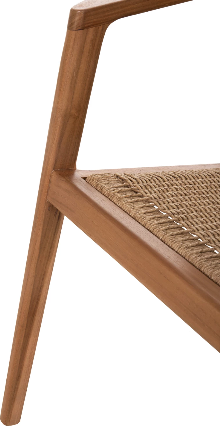 Karrige ngrënieje RENLY, dru tik natyral, litar VIRO, 60x59x82cm