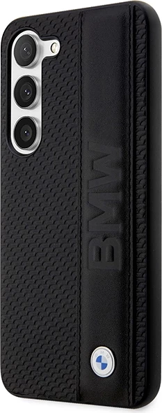 Mbështjellës BMW Leather Textured & Stripe për Samsung Galaxy S23+, i zi