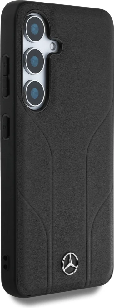 Mbështjellës Mercedes Leather Debossed Lines MagSafe për Samsung Galaxy S25+, i zi