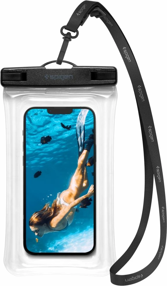 Mbështjellës Spigen Aqua Shield A610 për celular, IPX8, transparent, me rrip