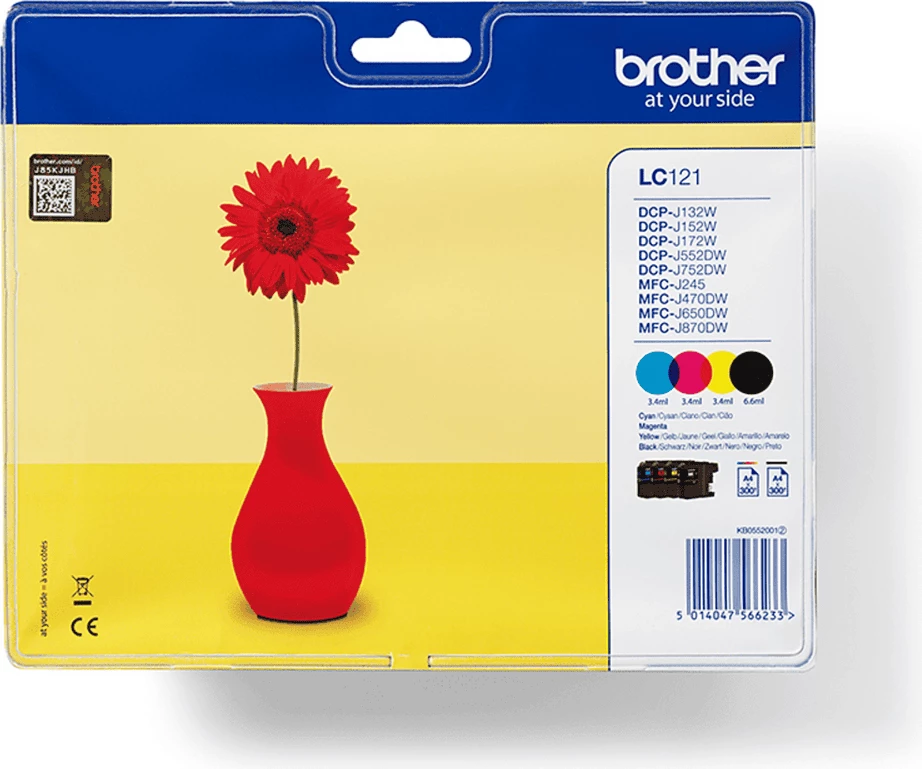 Bojë printeri, Brother, LC121VALBP, origjinale, 4-ngjyra BK/C/M/Y, multipack