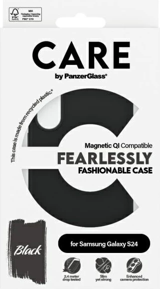 Mbështjellës PanzerGlass CARE Fashion QI për Samsung Galaxy S24, zi
