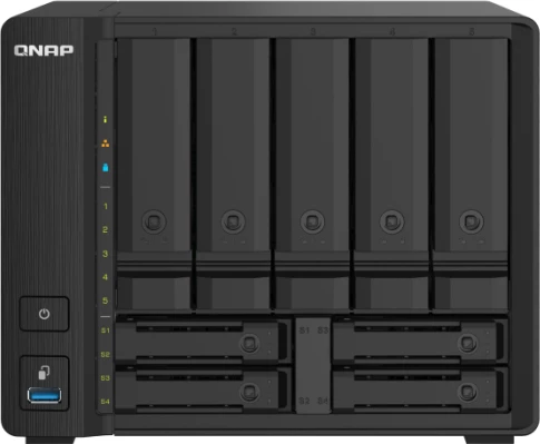 NAS QNAP TS-932PX-4G, 9 bay (5x 3.5\" + 4x 2.5\"), 4GB DDR4 RAM, 2x 10GbE SFP+ + 2x 2.5GbE, i zi