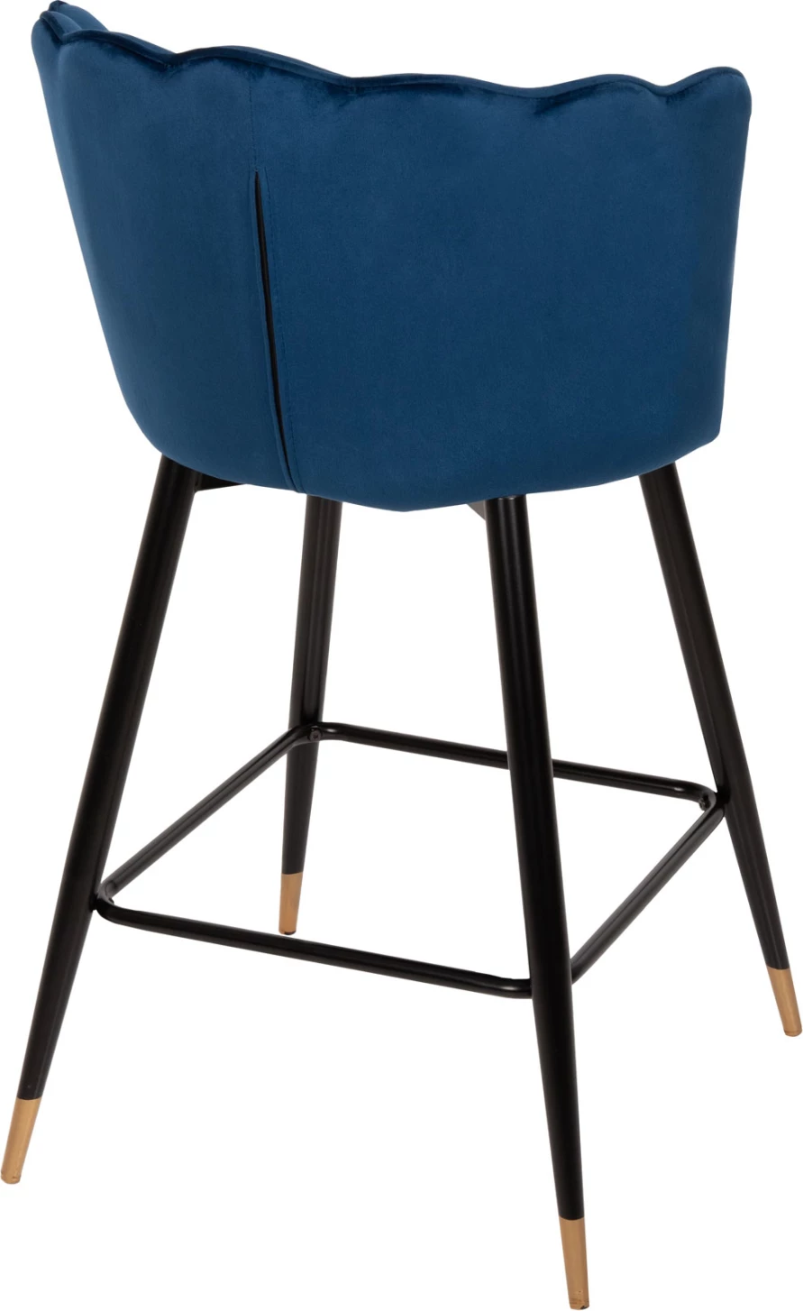 Karrige për bar VESNA, kadife blu, kornizë metalike e zezë, 50x50x90H cm., set prej 2 copë