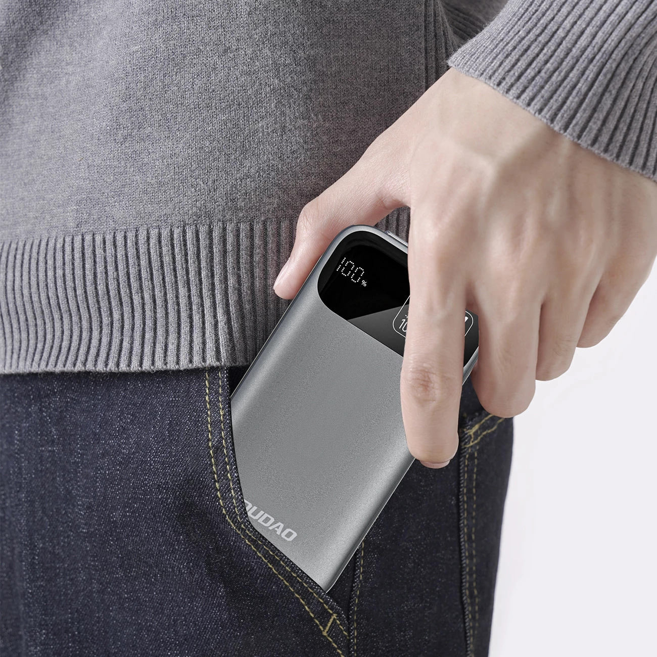 Powerbank Dudao K31, 10000 mAh, 22.5W, me kabllo të integruar, Gri