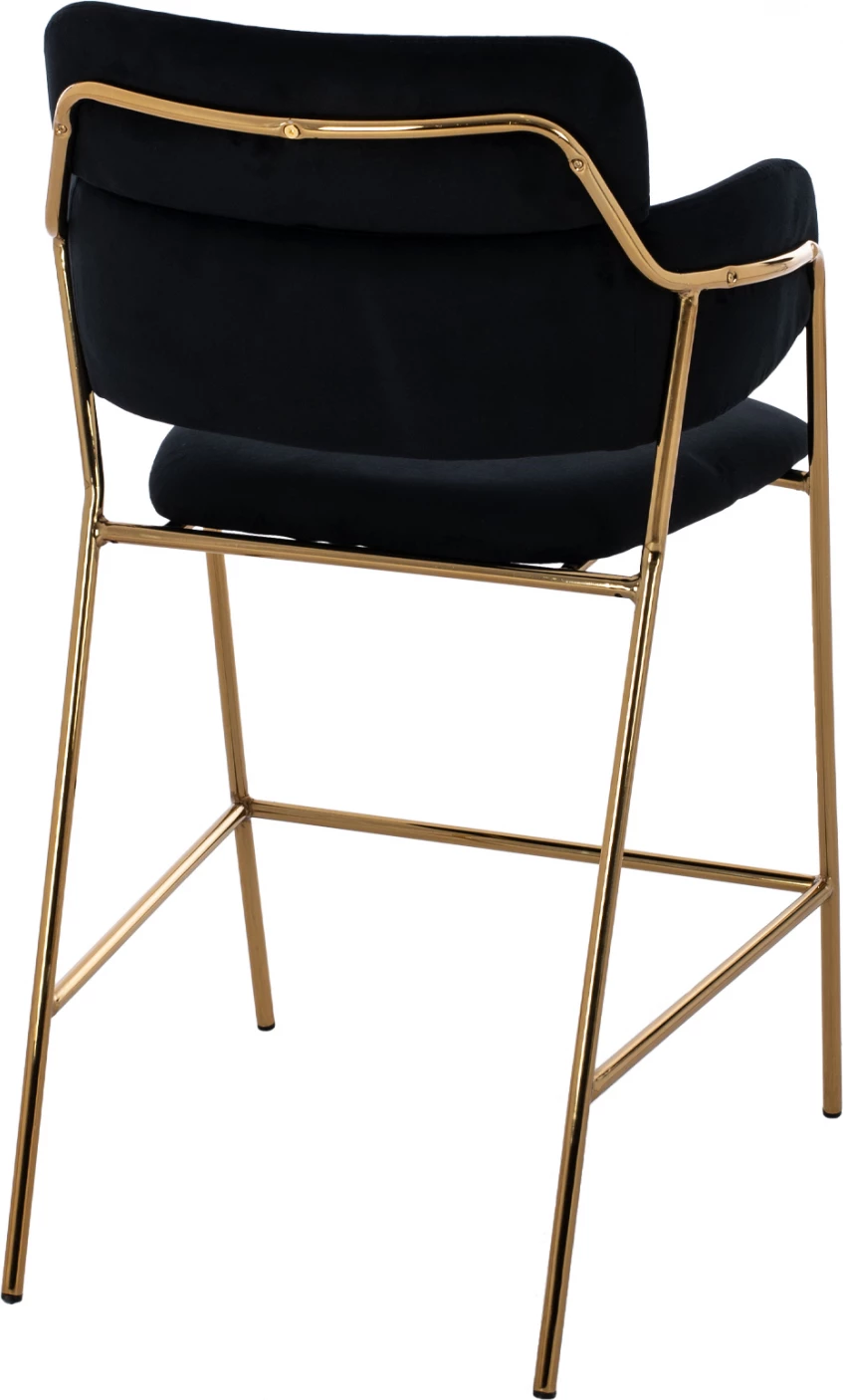 Karrige mesatare për bar, FH8735.04, kadife e zezë, kornizë e artë, 54x58x95 cm., set prej 2 copë