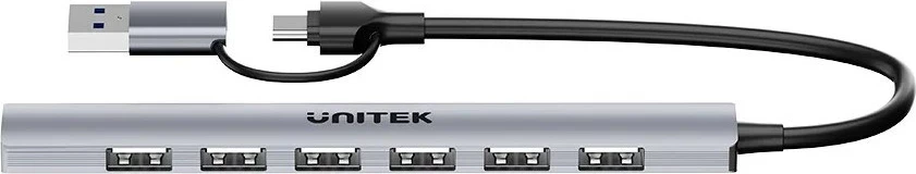 USB hub UNITEK H1209AGY01, 7 porta, Gri