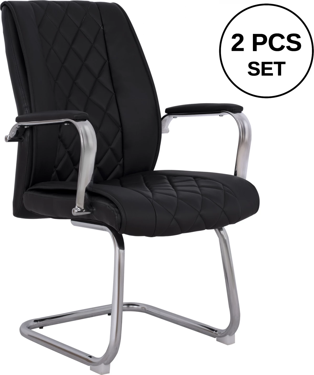 Karrige për zyre konferencash FH1105.01, set prej 2 copë, e zezë