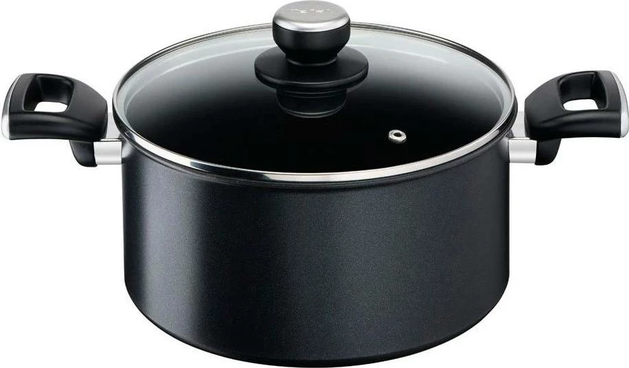 Tenxhere, Tefal, G2554672 Unlimited, 24 cm, e zezë, me kapak qelqi