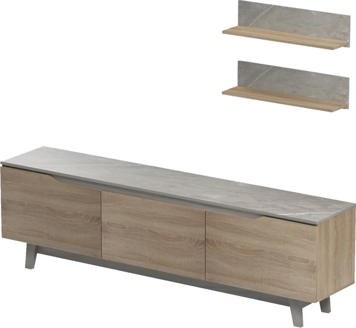 Set Kasia për dhomë dite, nuanca mermeri bezhë-sonoma, 180x35x48.5cm