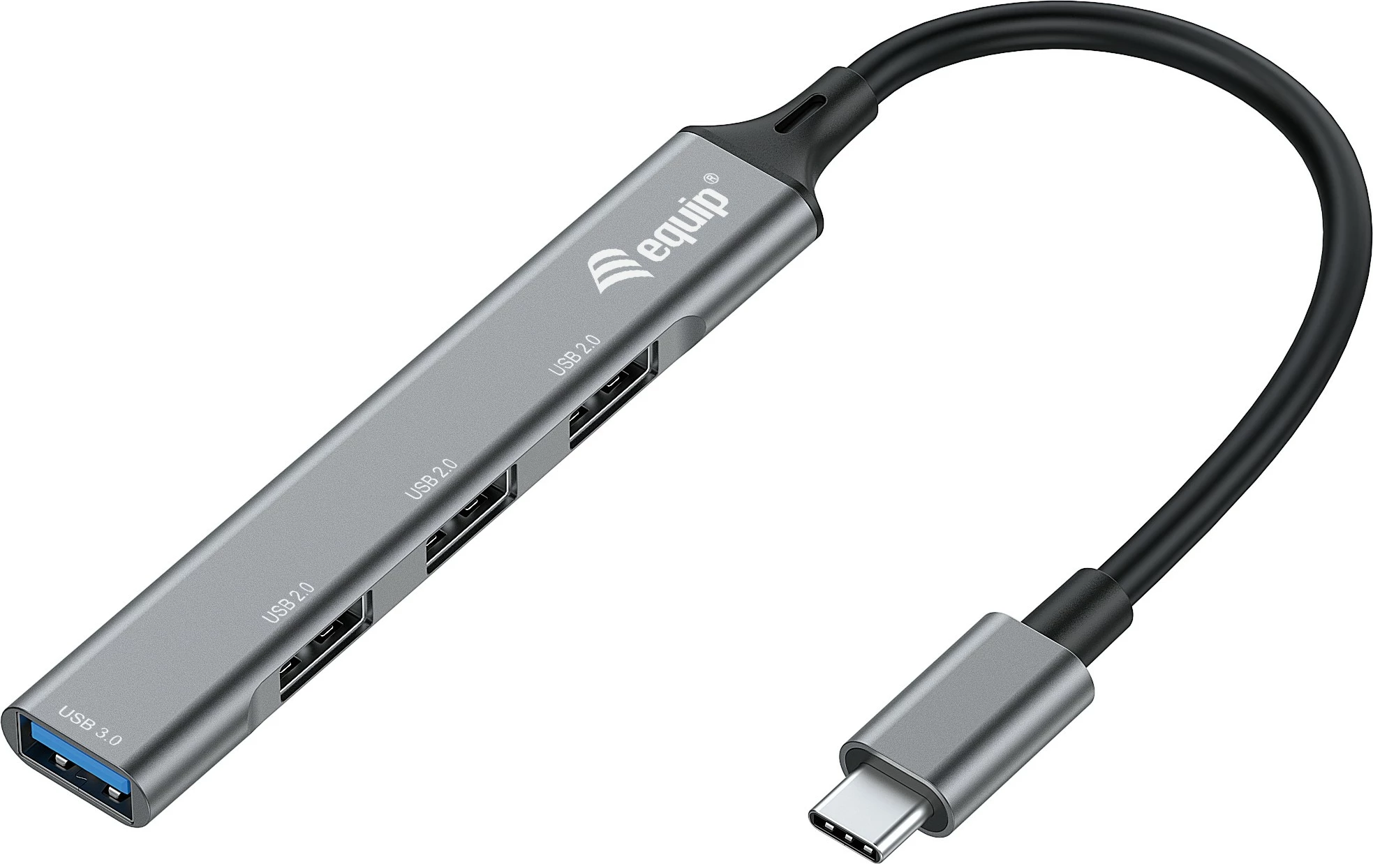 USB hub 4 porte Equip, USB 3.0/2.0, Type-C, alumini, zi/gri