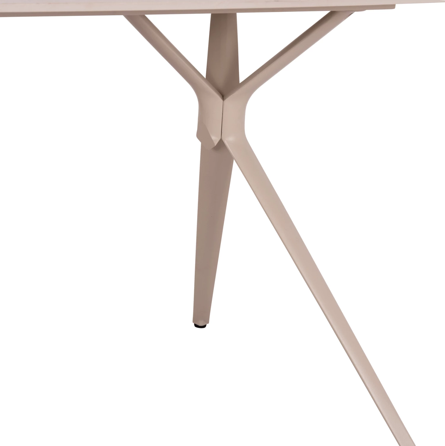 Tavolinë oborri, kornizë alumini, sipërfaqe prej guri të sinterizuar, krem, 180x90x75cm