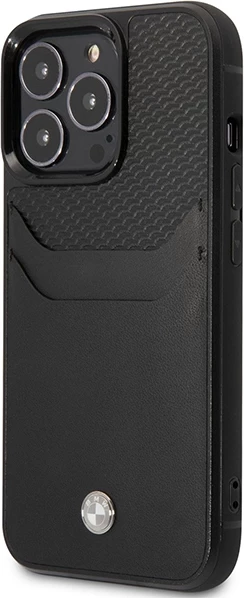 Mbështjellës BMW Leather Card Slot për iPhone 14 Pro 6.1", lëkurë, i zi