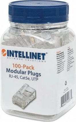 Konektor RJ45 UTP Cat5e, Intellinet 502375, 8P/8C, paketë 100 copë