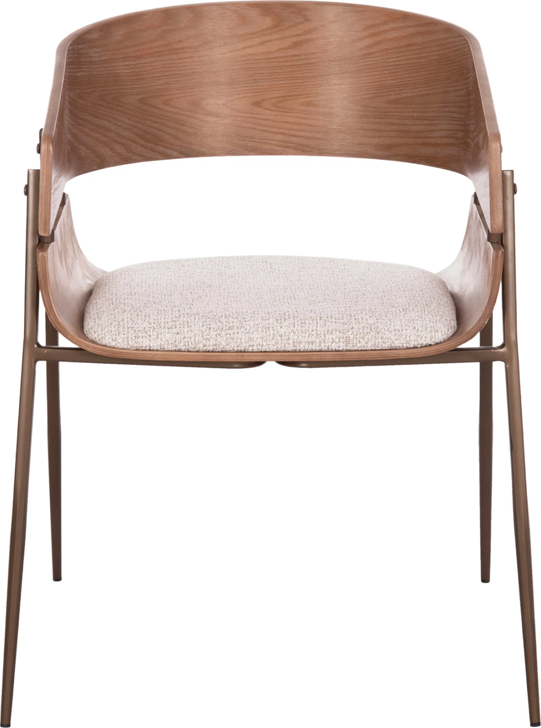 Karrige ngrënieje me mbështetëse krahësh KRILL, dru i bardhë, këmbë metalike ngjyrë bakri, set prej 2 copash, 55.5x55x72cm