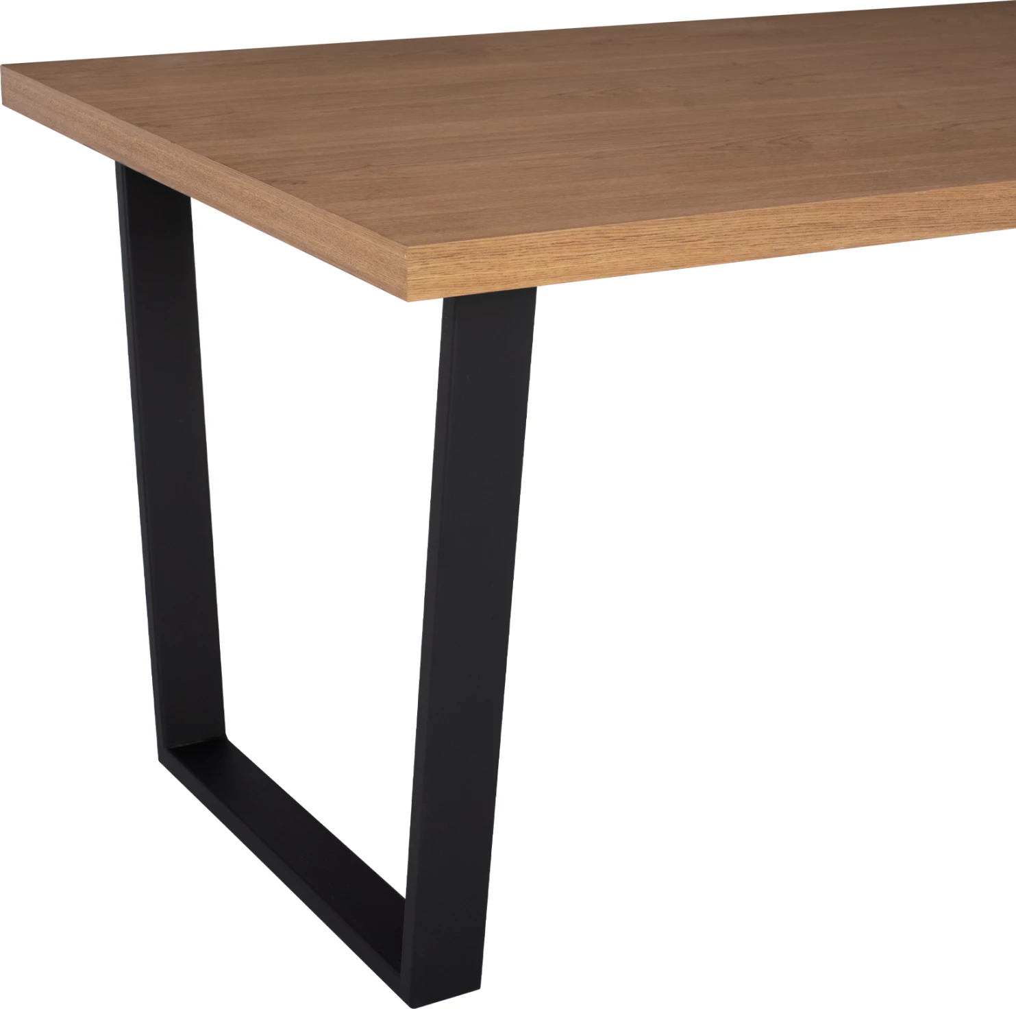 Tavolinë ngrënieje ASTORIA FH9012, sipërfaqe MDF, dru lisi, këmbë metali, stil rustik, 180x90x75H