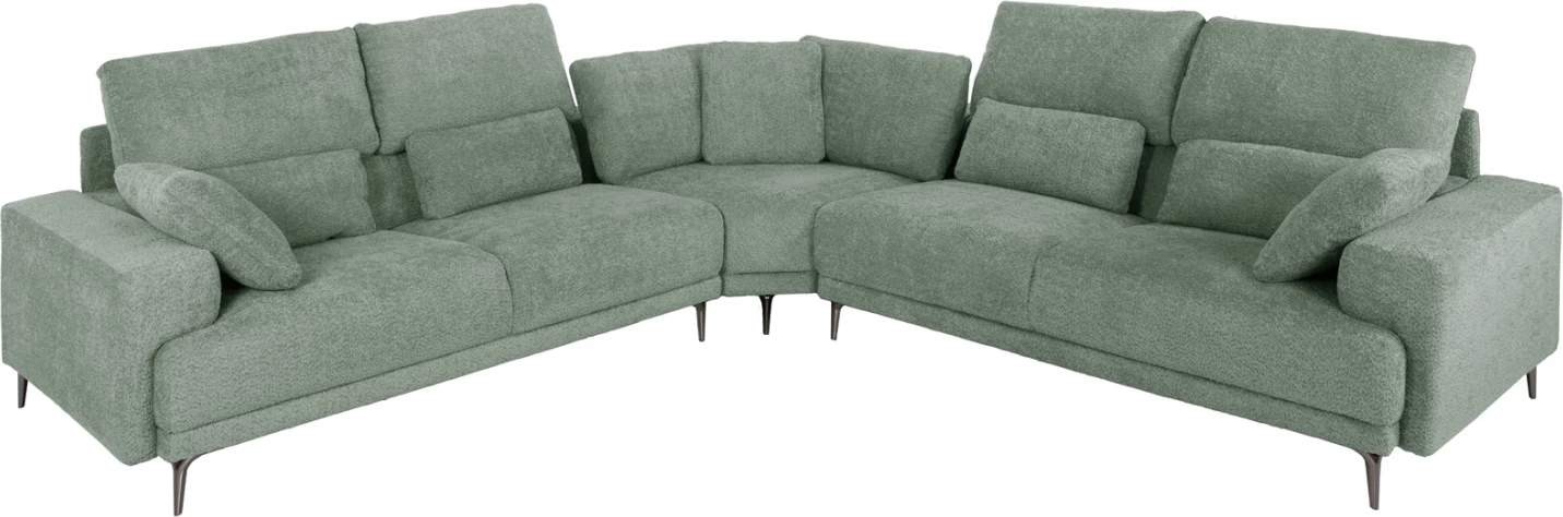 Kënd divani SYMMET FH3269.06, pëlhurë mente, këmbë antracit me shkëlqim, 314x236x90-102H cm