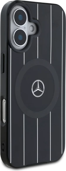 Mbështjellës Mercedes MB Double Layer Crossed Lines MagSafe për iPhone 16, zi